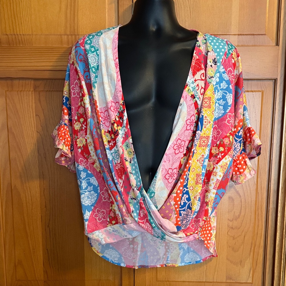 Umgee Multicolor Patchwork Blouse
